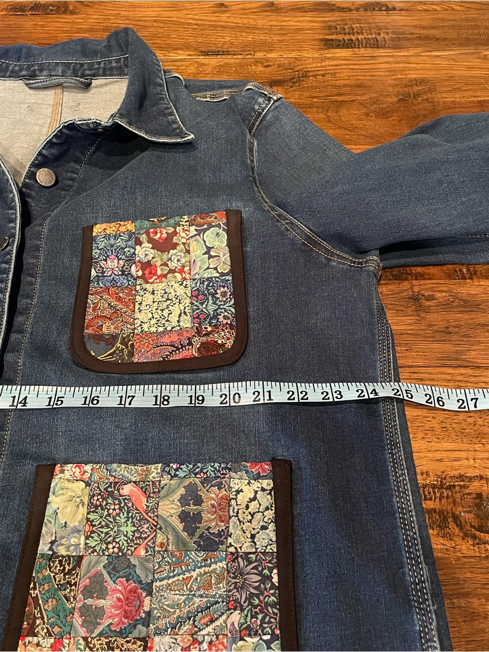 Denim Patchwork Pocket Jacket - Blue - Picture 7 of 8